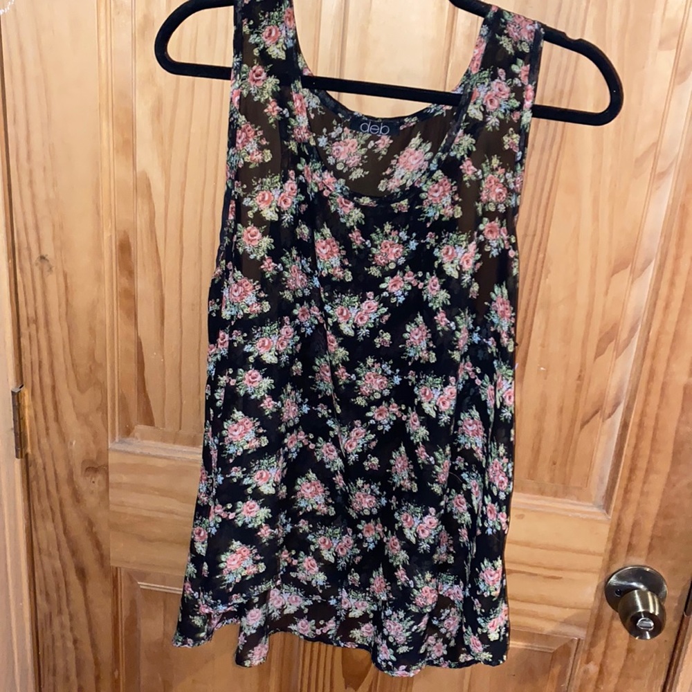 Black and pink sheer tank top